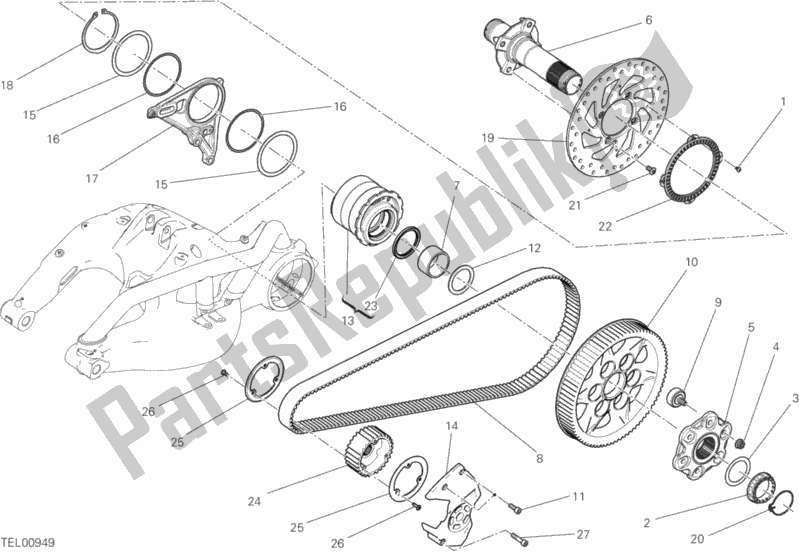 Toutes les pièces pour le Moyeu, Roue Arrière du Ducati Diavel Xdiavel Sport Pack Brasil 1260 2019